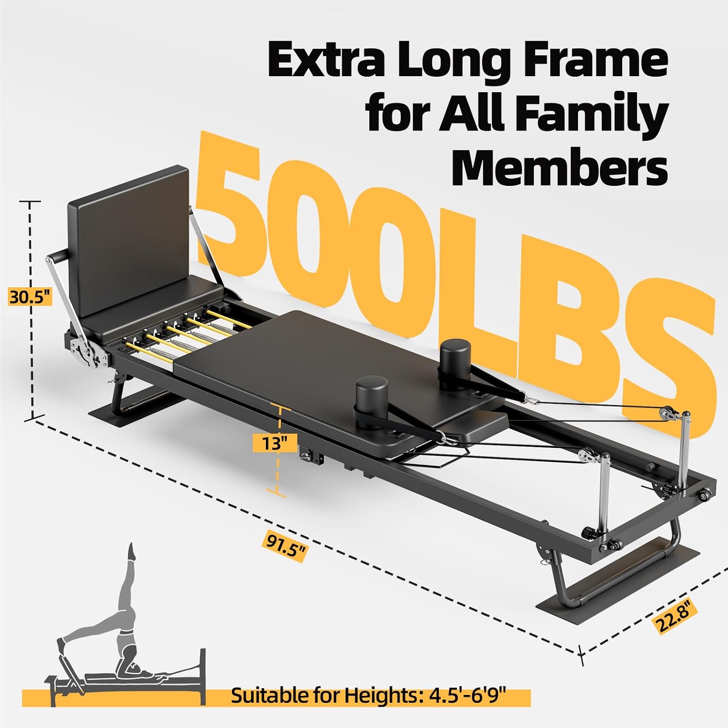 Foldable Pilates Reformer Mach - Home Gym Equipment Set 评论和价格